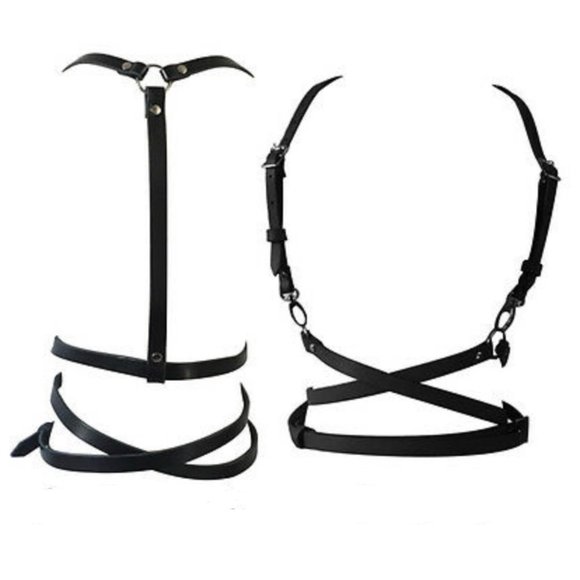 Harness Suspender Women Men Leather Belt Straps - Picture 4 of 17